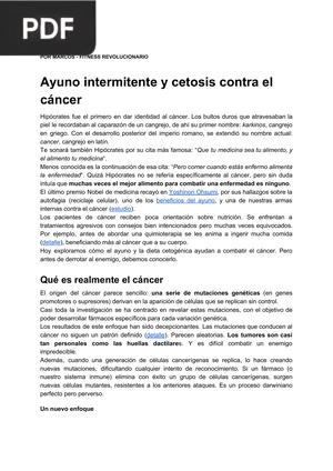 Ayuno intermitente y cetosis contra el cáncer (Artículo)