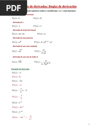 Cálculo de derivadas: Reglas de derivación