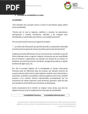 Contabilidad Básicas para Proyectos