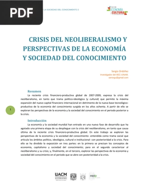 Crisis del neoliberalismo y perspectivas de la economía y sociedad del conocimiento