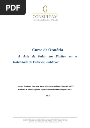 Curso de Oratória: a arte de falar em público ou a habilidade de falar em público