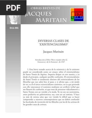 Diversas clases de existencialismo (Articulo)