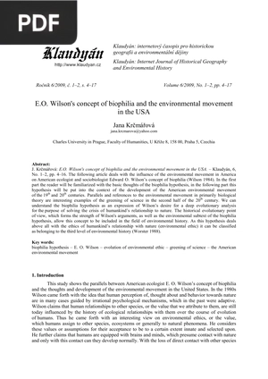 E. O Wilson's concept of biophilia and the enviromental movement in the USA (Inglés)