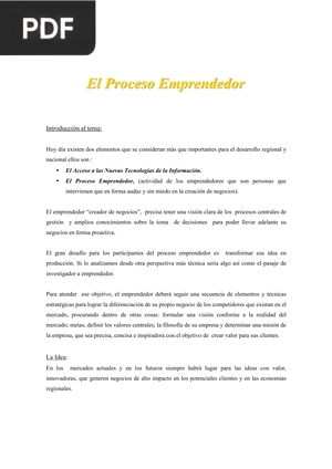 El Proceso Emprendedor (Artículo)