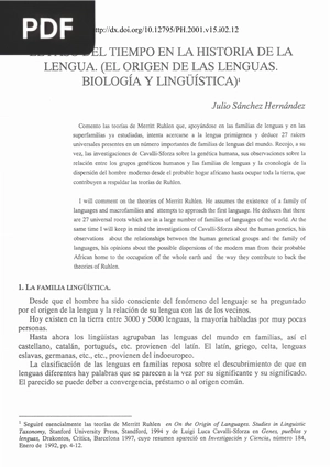 El paso del tiempo en la historia de la lengua. (El origen de las lenguas. Biología y Lingüística)