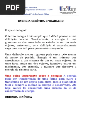 Energia cinética e trabalho (Portugués) (Presentación)