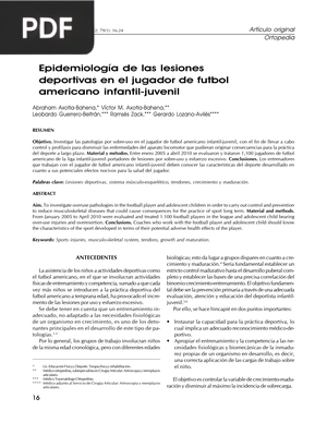 Epidemiología de las lesiones deportivas en el jugador de futbol americano infantil-juvenil (Artículo)