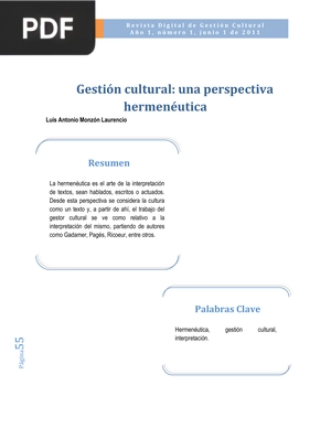 Gestión cultural: una perspectiva hermenéutica