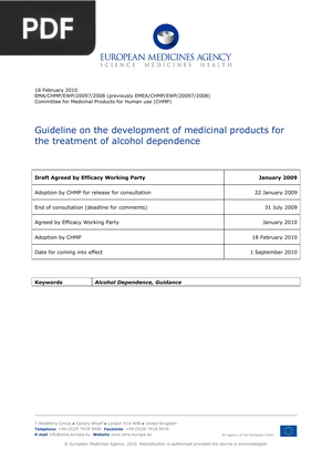 Guideline on the development of medicinal products for the treatment of alcohol dependence (Inglés)