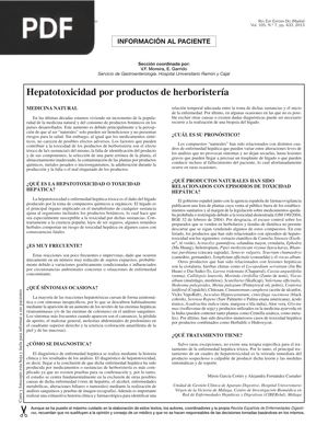 Hepatotoxicidad por productos de herboristería (Artículo)