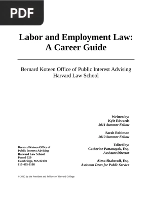 Labor and Employment Law: A Career Guide