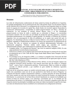La colonización del Alto Valle del Rio Negro y Neuquén en Argentina: ferrocarril, obras hidráulicas y electricidad para consolidar el poblamiento