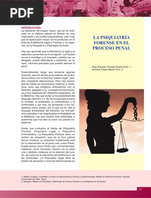 La psiquiatría forense en el proceso penal (Artículo)