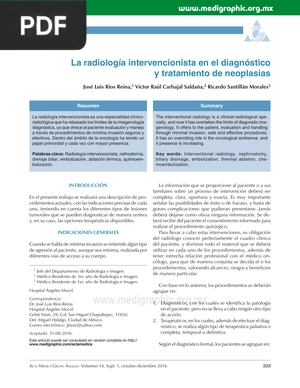 La radiología intervencionista en el diagnóstico y tratamiento de neoplasias (Artículo)