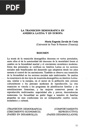 La transición demográfica en America Latina y en Europa