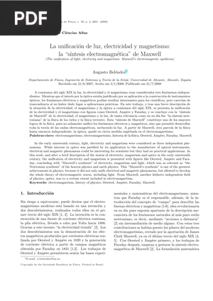 La unificación de luz, electricidad y magnetismo: la síntesis electromagnética de Maxwell