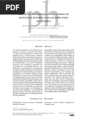 La virtud aristotélica como camino de excelencia humana y las acciones para alcanzarla