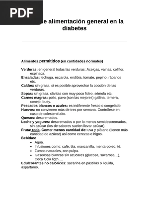 Plan de alimentación general en la diabetes (Artículo)