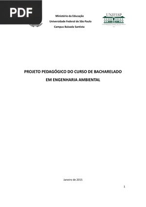 Projeto Pedagógico do curso de bacharelado em Engenheria Ambiental (Portugués)