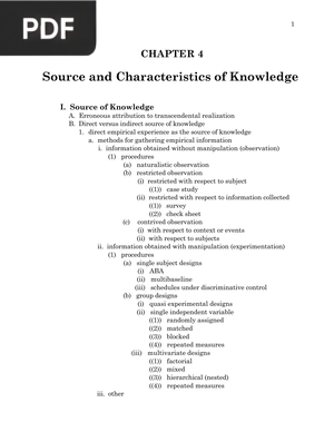 Source and Characteristics of Knowledge (Inglés)