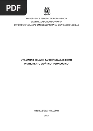 Utilização de Aves Taidermizadas Como Instrumento Didático - Pedagógico (Portugués)