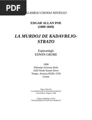 La Murdoj de Kadavrejo-Strato (Los crímenes de la calle Morgue)