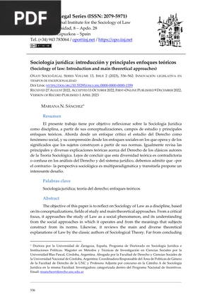 Sociología jurídica: introducción y principales enfoques teóricos