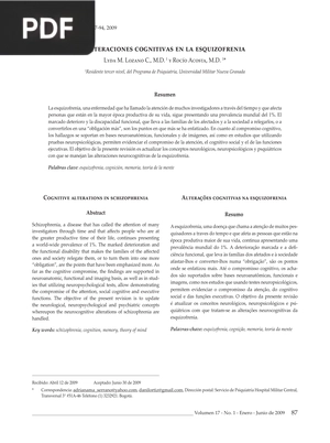 Alteraciones cognitivas en la esquizofrenia (Artículo)