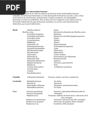 Bacterias que causan enfermedades humanas (Artículo)