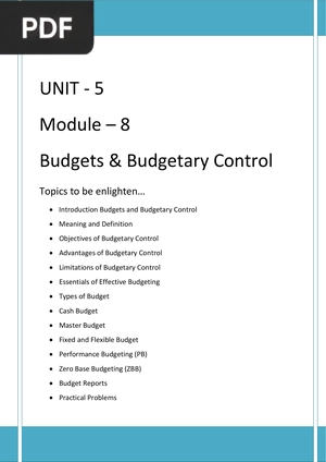 Budgets & Budgetary Control (Inglés)