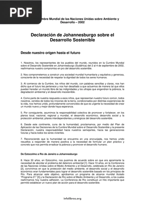 Declaración de Johannesburgo sobre el Desarrollo Sostenible (2002)