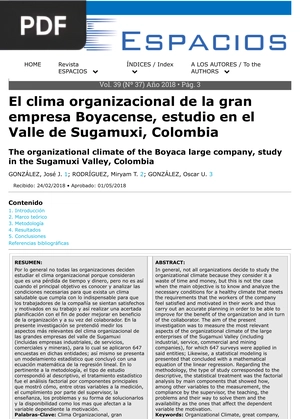 El clima organizacional de la gran empresa Boyacense (Presentacion)