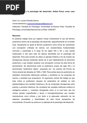 El positivismo y la psicología del desarrollo