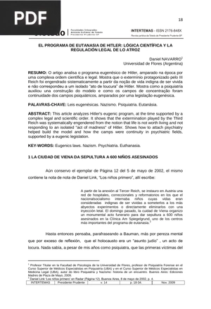 El programa de eutanasia de hitler: lógica científíca y la regulación legal de lo atroz