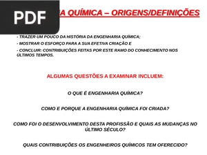 Engenharia Química - Origens/Definições (Portugués)