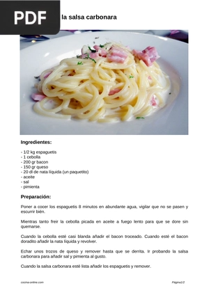 Espaguetis a la salsa carbonara (Artículo)