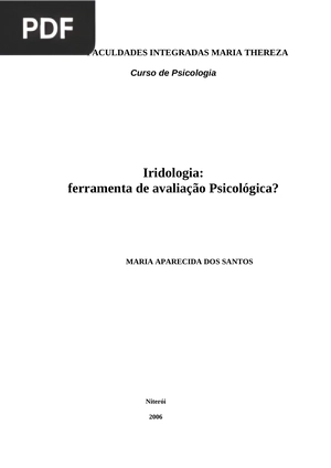 Iridologia: ferramenta de avaliação Psicológica? (Portugués)