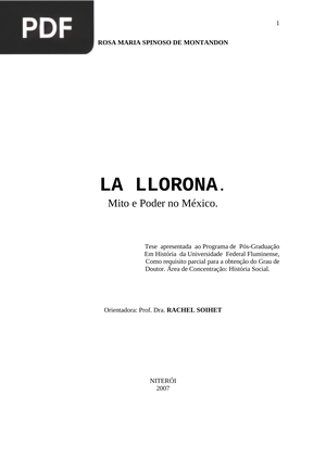 La Llorona. Mito e Poder no Mexico (Portugués)