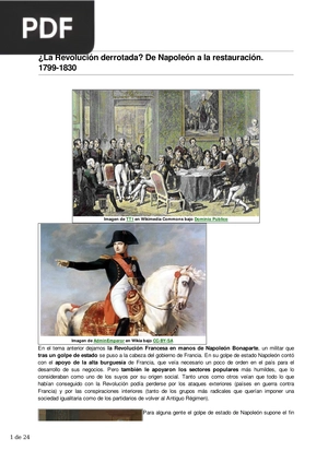 ¿La Revolución derrotada? De Napoleón a la restauración. 1799-1830