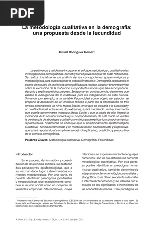 La metodología cualitativa en la demografía: una propuesta desde la fecundidad