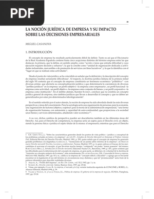 La noción jurídica de empresa y su impacto sobre las decisiones empresariales