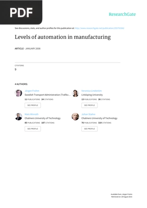 Levels of Automation in Manufacturing (Inglés)