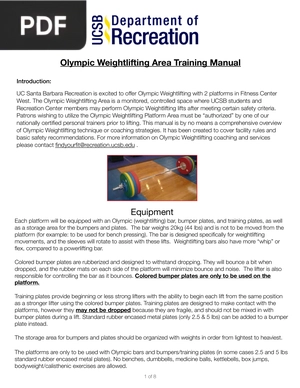 Olympic Weightlifting Area Training Manual (Inglés) (Artículo)