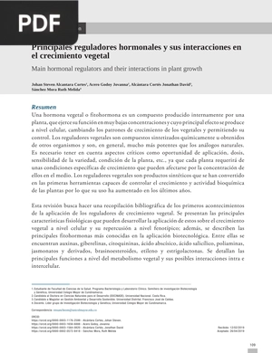 Principales reguladores hormonales y sus interacciones en el crecimiento vegetal