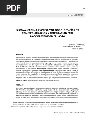 Sistema, cadena empresa y negocio: Desafíos en conceptualización y articulación para la competitividad del agro