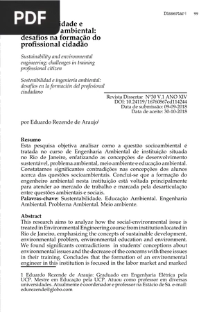 Sustentabilidade e Engenharia Ambiental: Desafios na Formação do Profissional Cidadão (Portugués)