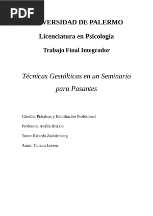 Técnicas Gestálticas en un Seminario para Pasantes