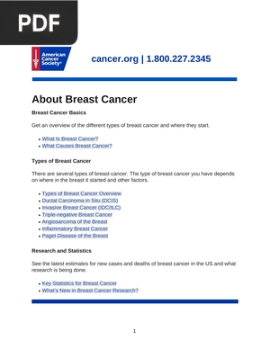 About Breast Cancer (Inglés)