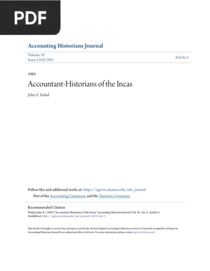 Accountant-Historians of the Incas (Inglés)