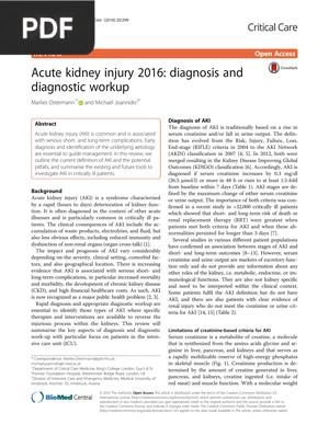 Acute kidney injury 2016: diagnosis and diagnostic workup (Inglés)